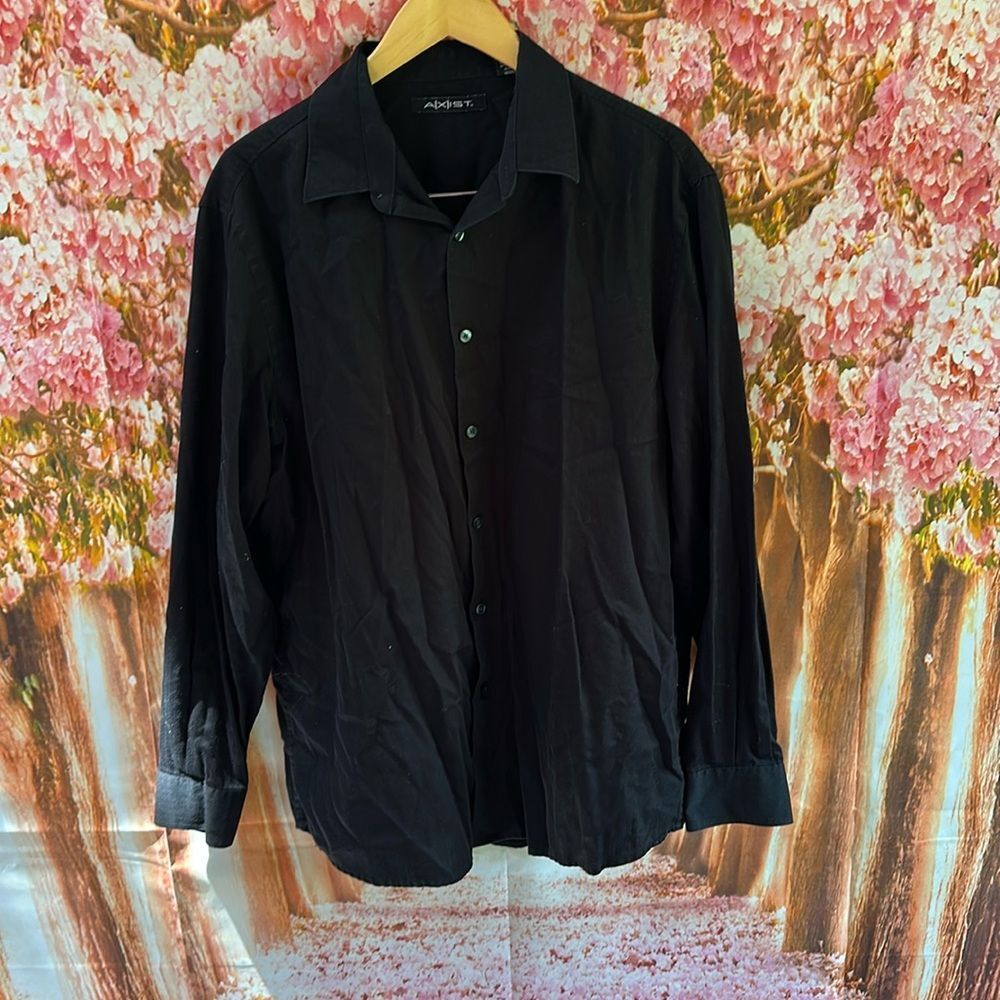 Axist Black Button Down Shirt | Classic Long Sleeve Dress Shirt | Men’s Size XL